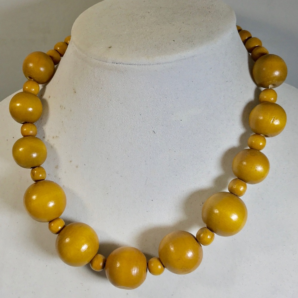 Yellow Wooden 19” Necklace